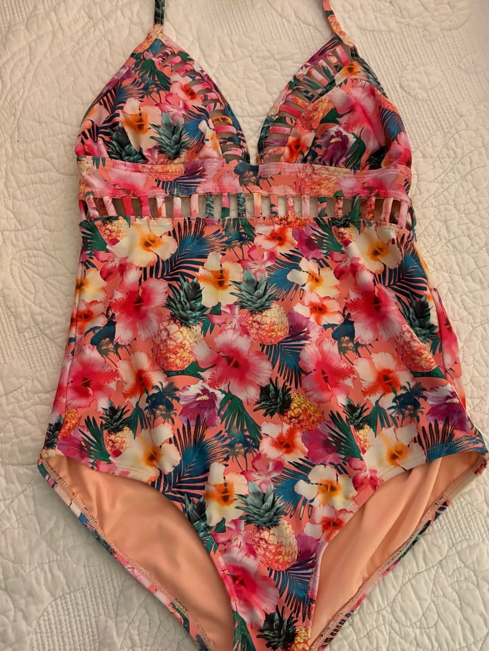 OP Juniors Pink Multi Tropical One-Piece Swimsuit